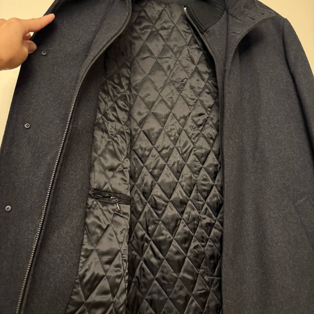 Cardinal Of Canada Mens Black Double Mock Neck Wool Blend Lined Car Coat - Picture 10 of 14